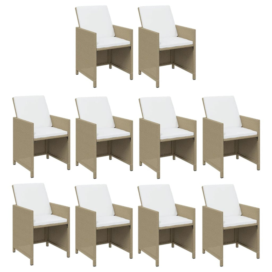 15-Delige Tuinset Met Kussens Poly Rattan Beige Beige en bruin