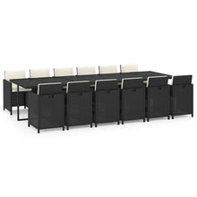 13-delige Tuinset met kussens poly rattan zwart