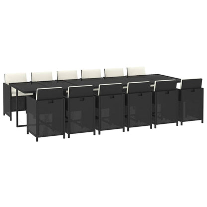 13-delige Tuinset met kussens poly rattan zwart
