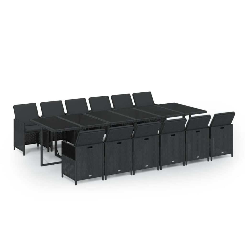 13-Delige Tuinset Met Kussens Poly Rattan Zwart 1