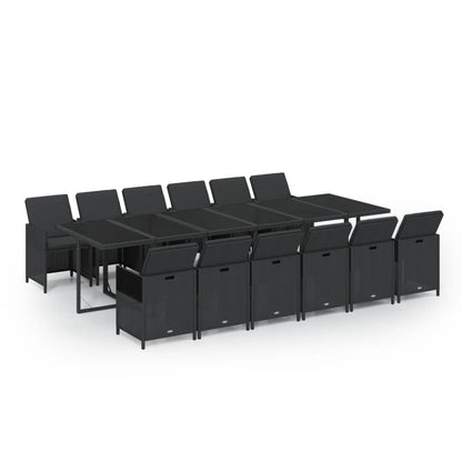 13-Delige Tuinset Met Kussens Poly Rattan Zwart 1
