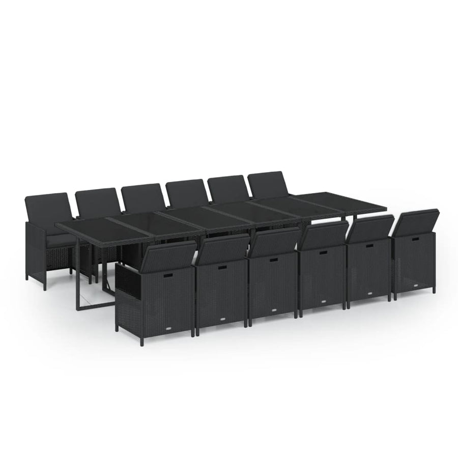 13-Delige Tuinset Met Kussens Poly Rattan Zwart 1
