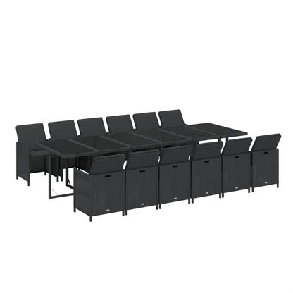 13-Delige Tuinset Met Kussens Poly Rattan Zwart 1