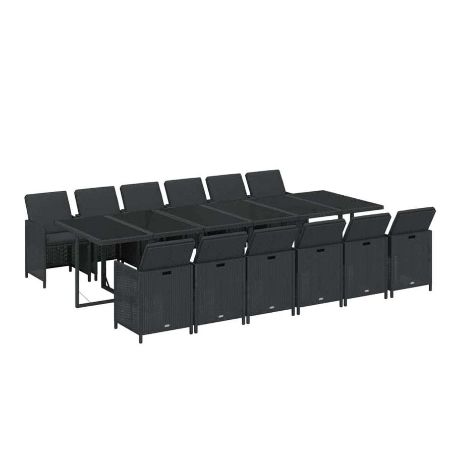 13-Delige Tuinset Met Kussens Poly Rattan Zwart 1