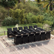 Tuinset 13-delig poly rattan zwart met kussens