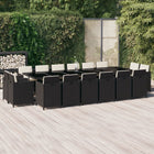 17-piece Garden Set with Cushions Poly Rattan Black