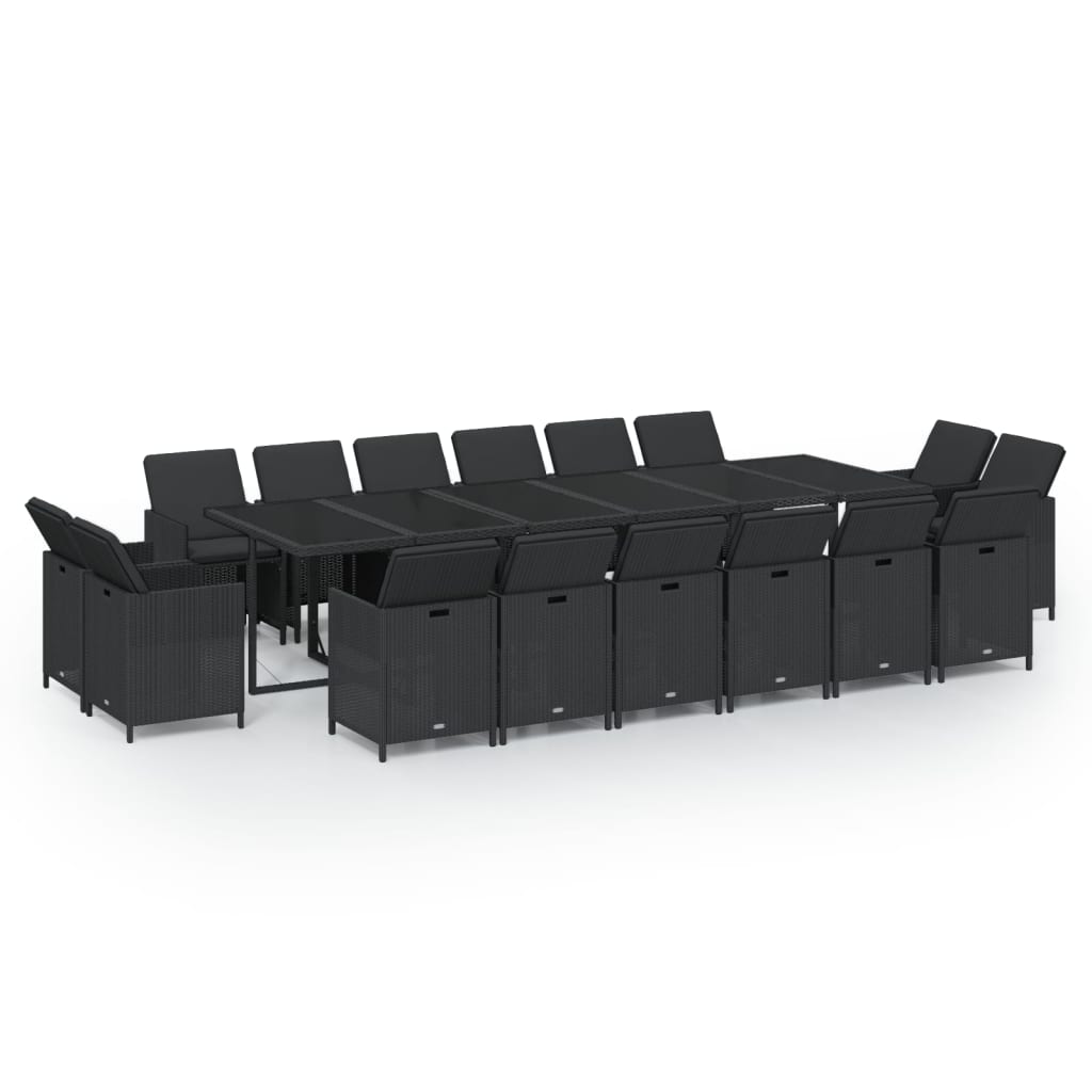 17-Delige Tuinset Met Kussens Poly Rattan Zwart 1