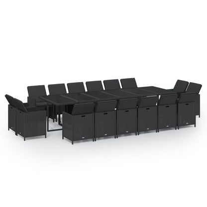 17-Delige Tuinset Met Kussens Poly Rattan Zwart 1