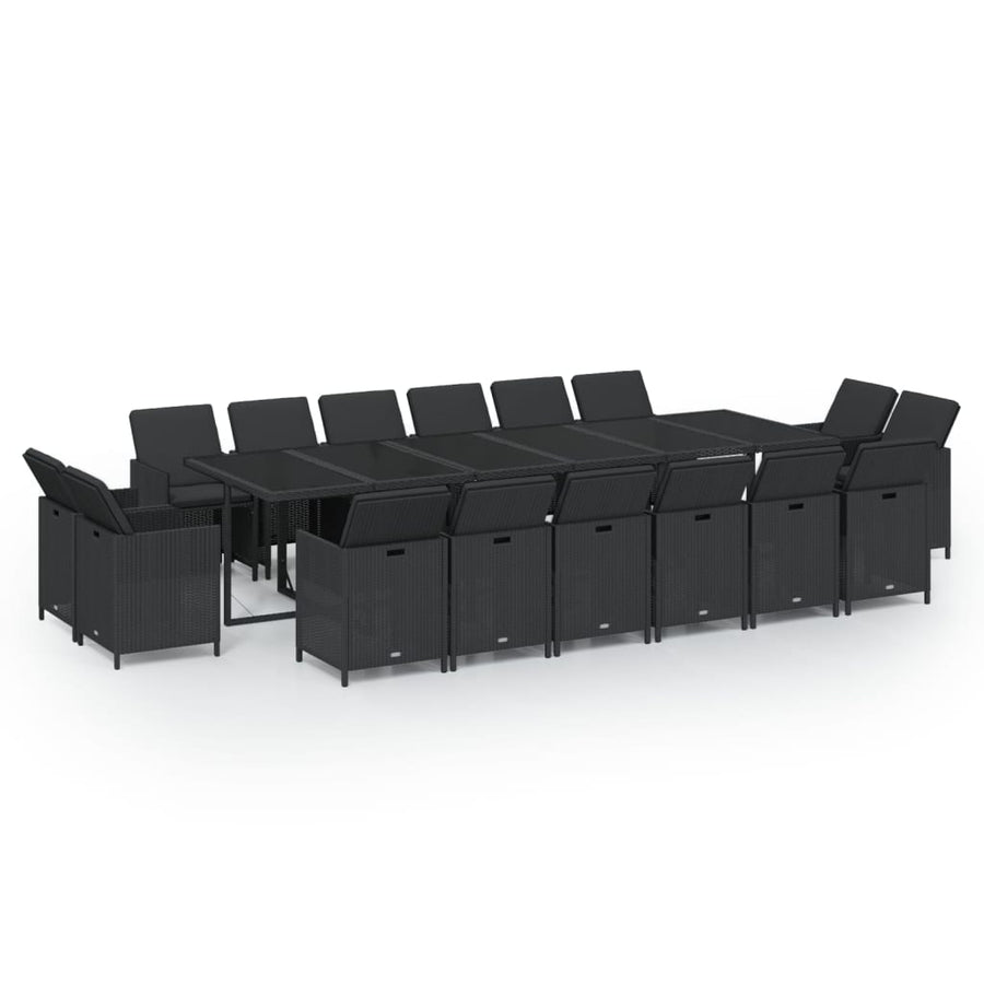17-Delige Tuinset Met Kussens Poly Rattan Zwart 1