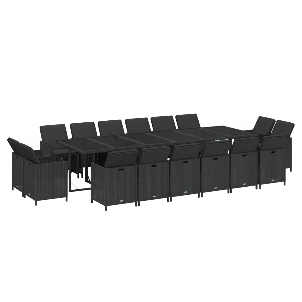 17-Delige Tuinset Met Kussens Poly Rattan Zwart 1