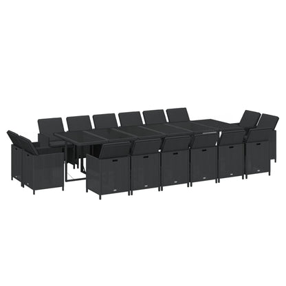 17-Delige Tuinset Met Kussens Poly Rattan Zwart 1