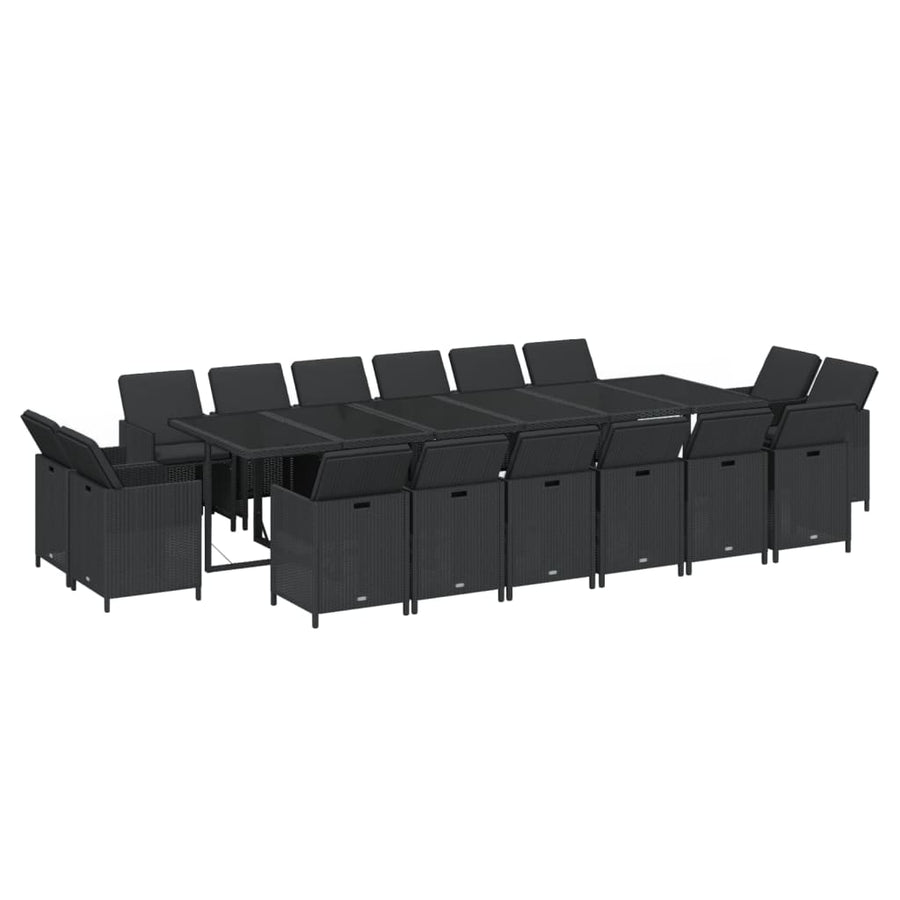 17-Delige Tuinset Met Kussens Poly Rattan Zwart 1