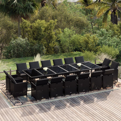 17-Delige Tuinset Met Kussens Poly Rattan Zwart 1