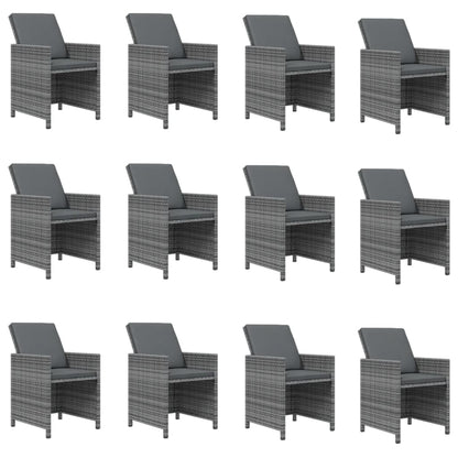 13-delige Tuinset met kussens poly rattan grijs