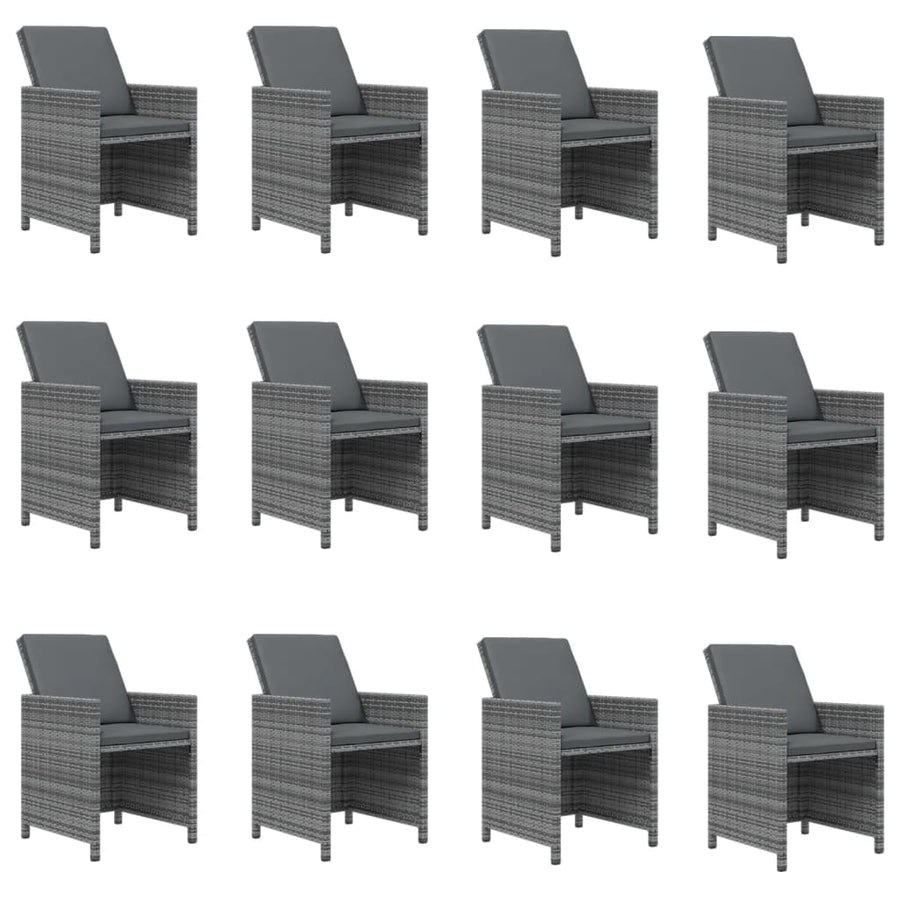 13-delige Tuinset met kussens poly rattan grijs