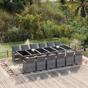 Tuinset 13-delig poly rattan grijs