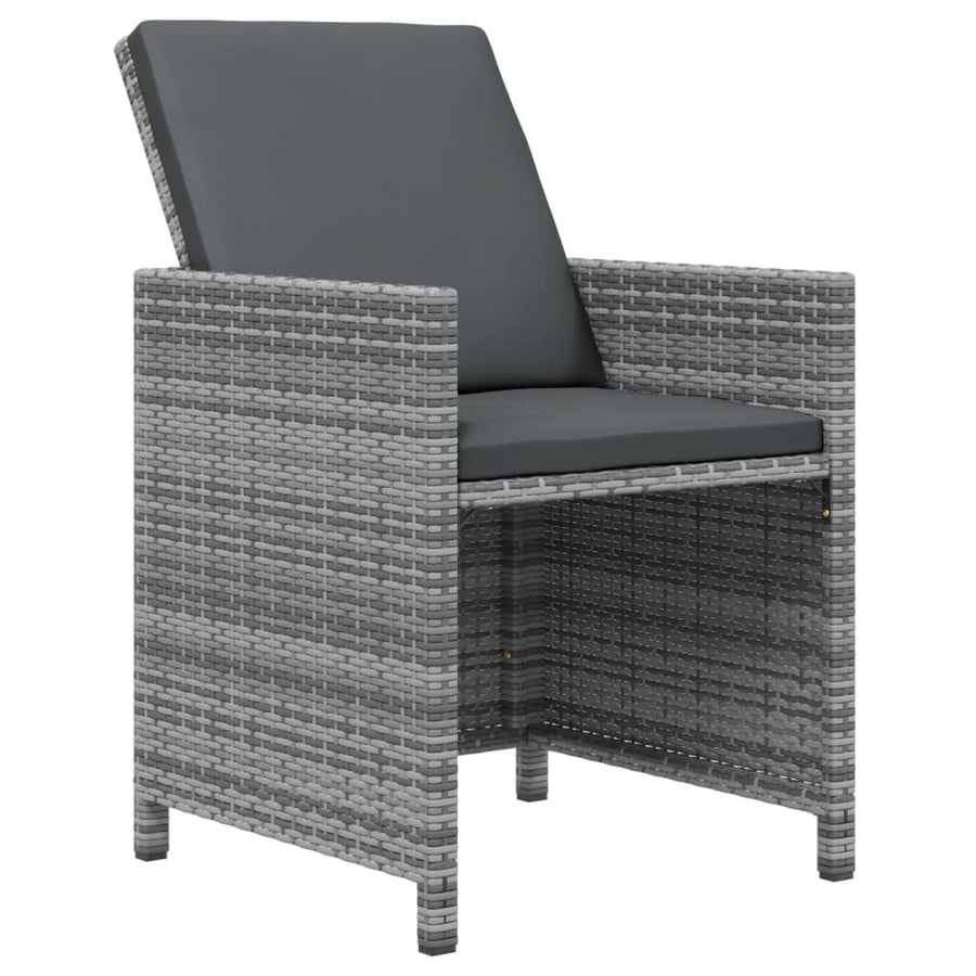 17-delige Tuinset met kussens poly rattan grijs