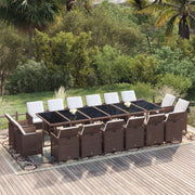 Tuinset 17-delig poly rattan bruin zwart