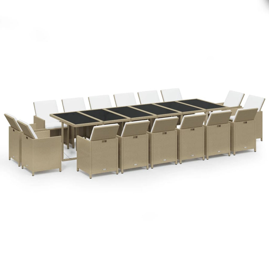 Tuinset Met Kussens Poly Rattan Beige en zwart