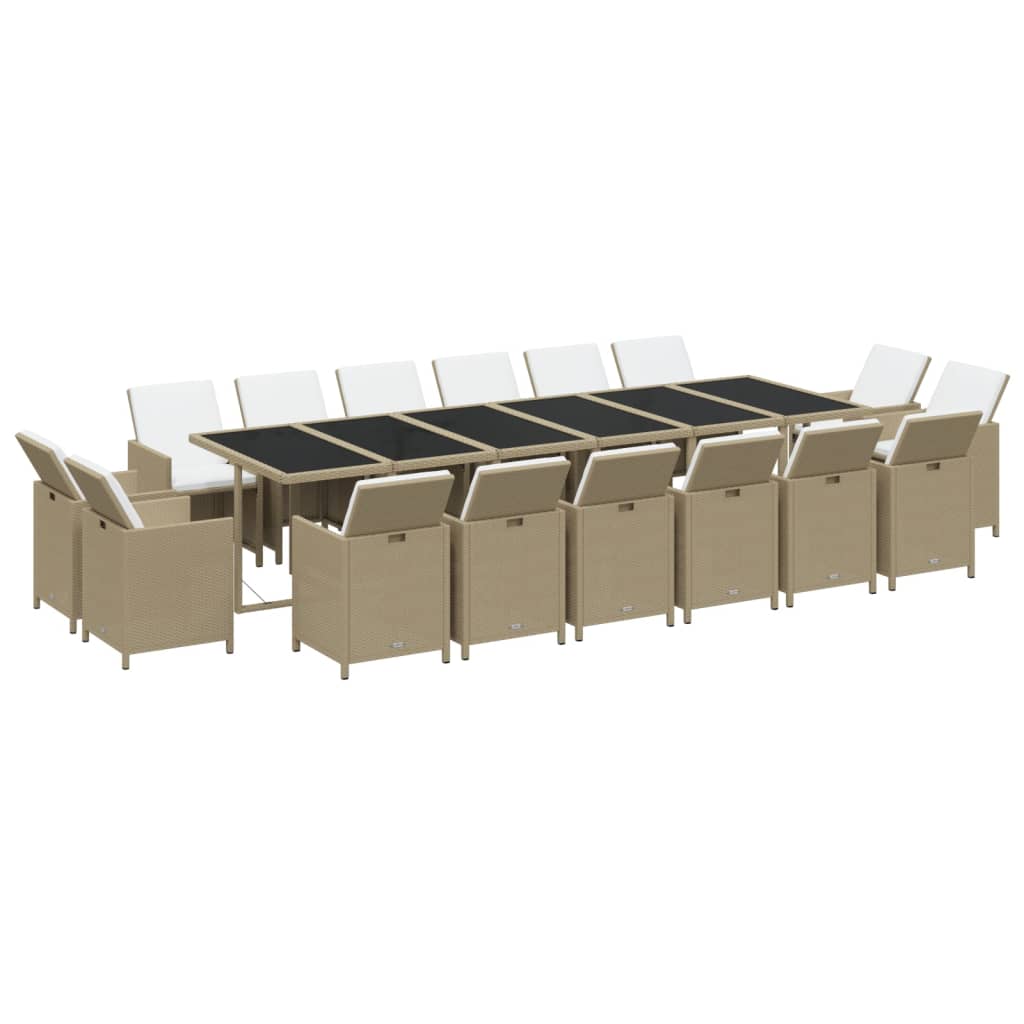 Tuinset Met Kussens Poly Rattan Beige en zwart