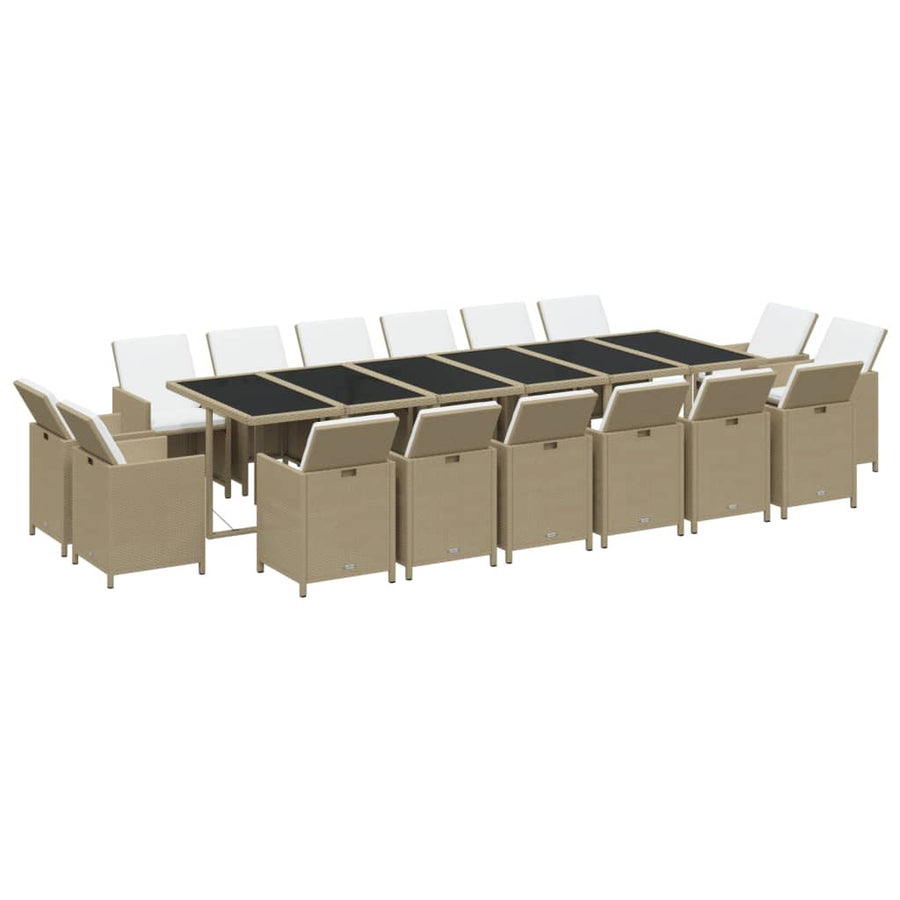 Tuinset Met Kussens Poly Rattan Beige en zwart
