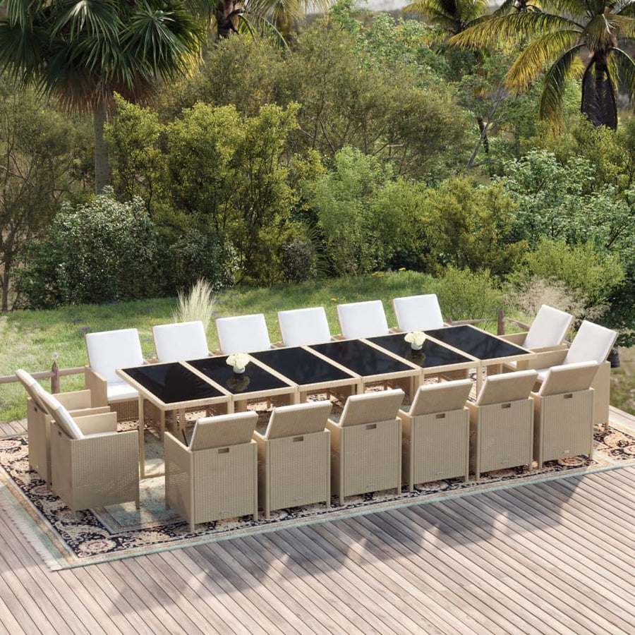 Tuinset Met Kussens Poly Rattan Beige en zwart