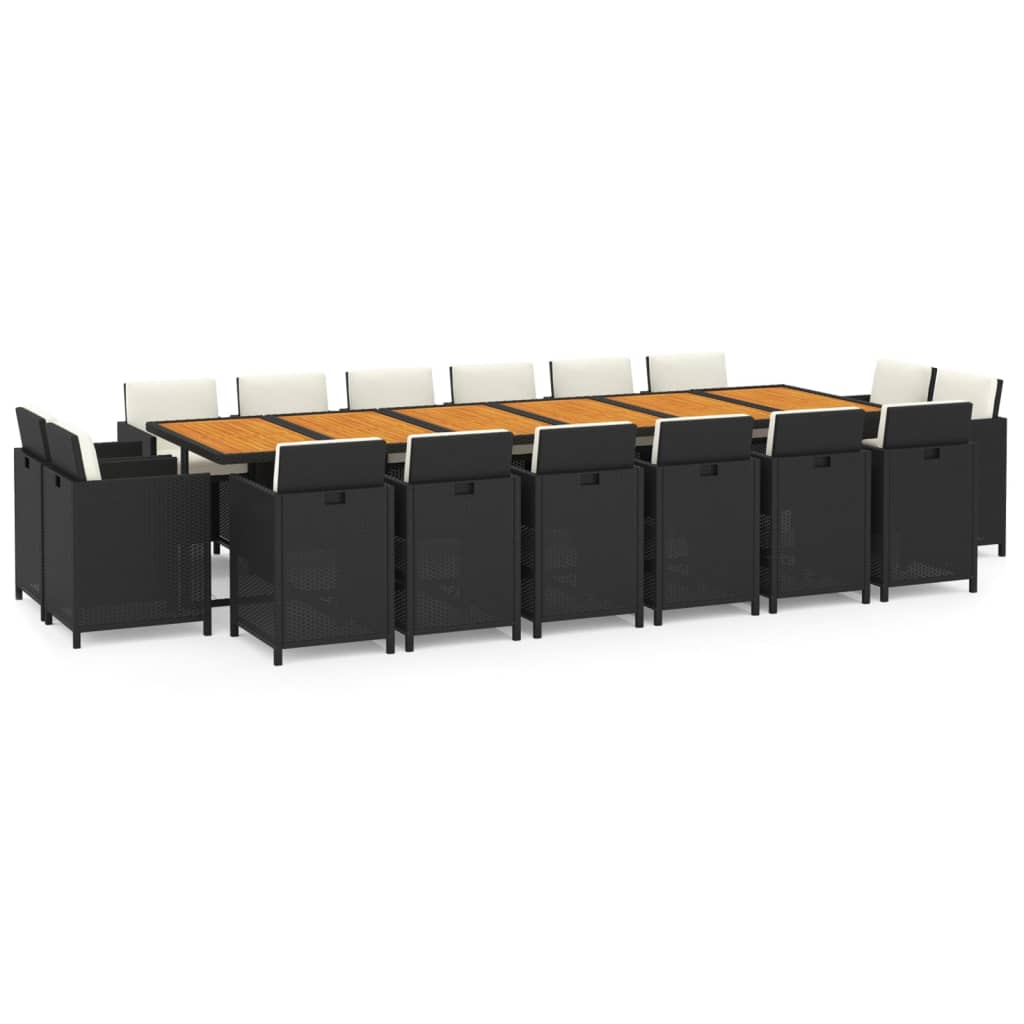 Tuinset Met Kussens Poly Rattan Zwart en bruin