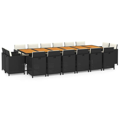 Tuinset Met Kussens Poly Rattan Zwart en bruin
