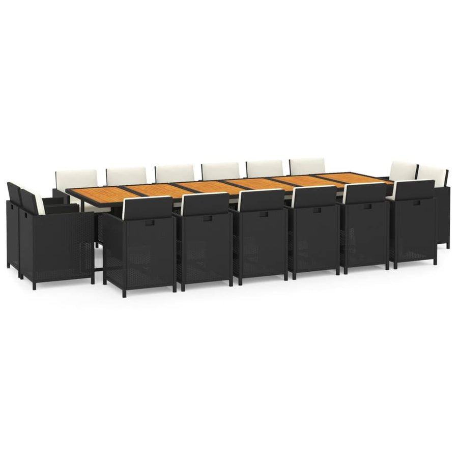 Tuinset Met Kussens Poly Rattan Zwart en bruin