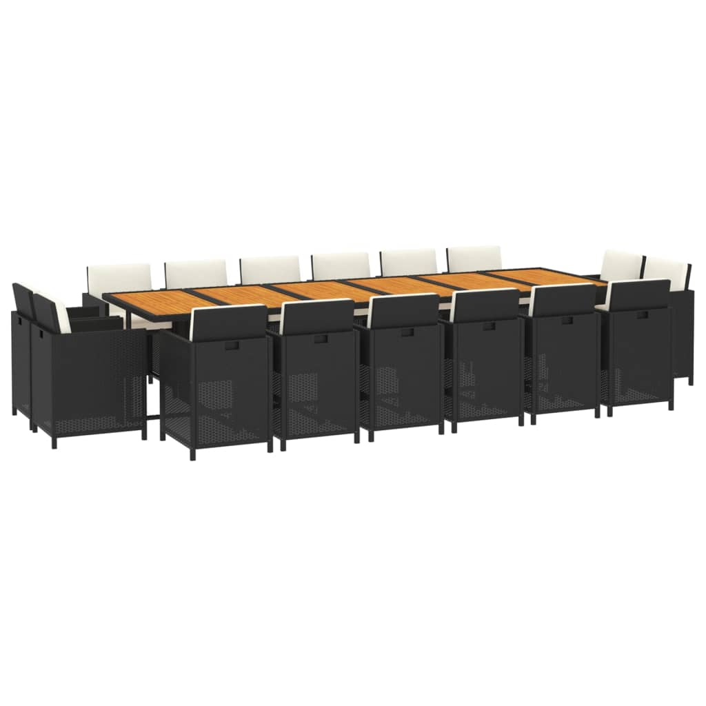Tuinset Met Kussens Poly Rattan Zwart en bruin