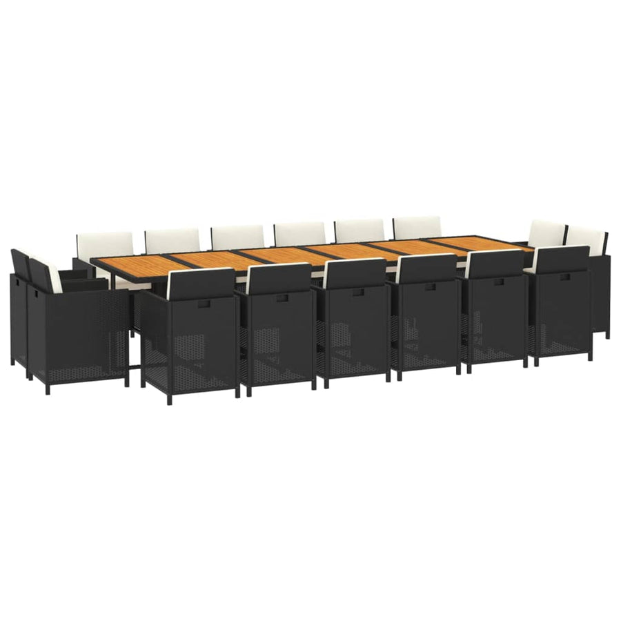 Tuinset Met Kussens Poly Rattan Zwart en bruin