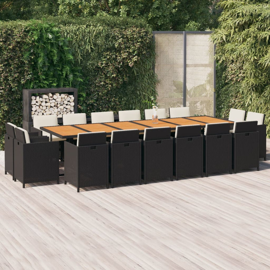 Tuinset Met Kussens Poly Rattan Zwart en bruin