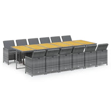 13-Delige Tuinset Met Kussens Poly Rattan Grijs Grijs en bruin 12x Fauteuil + Tafel