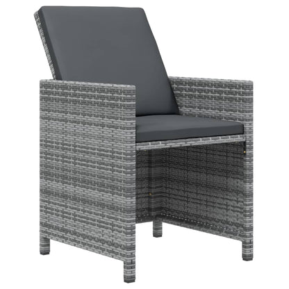 17-Delige Tuinset Met Kussens Poly Rattan Grijs Grijs en bruin Tafel + 16x Fauteuil