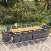 Tuinset 17-delig poly rattan grijs