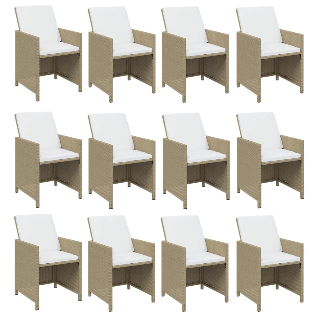 13-Delige Tuinset Met Kussens Poly Rattan Beige Beige en bruin