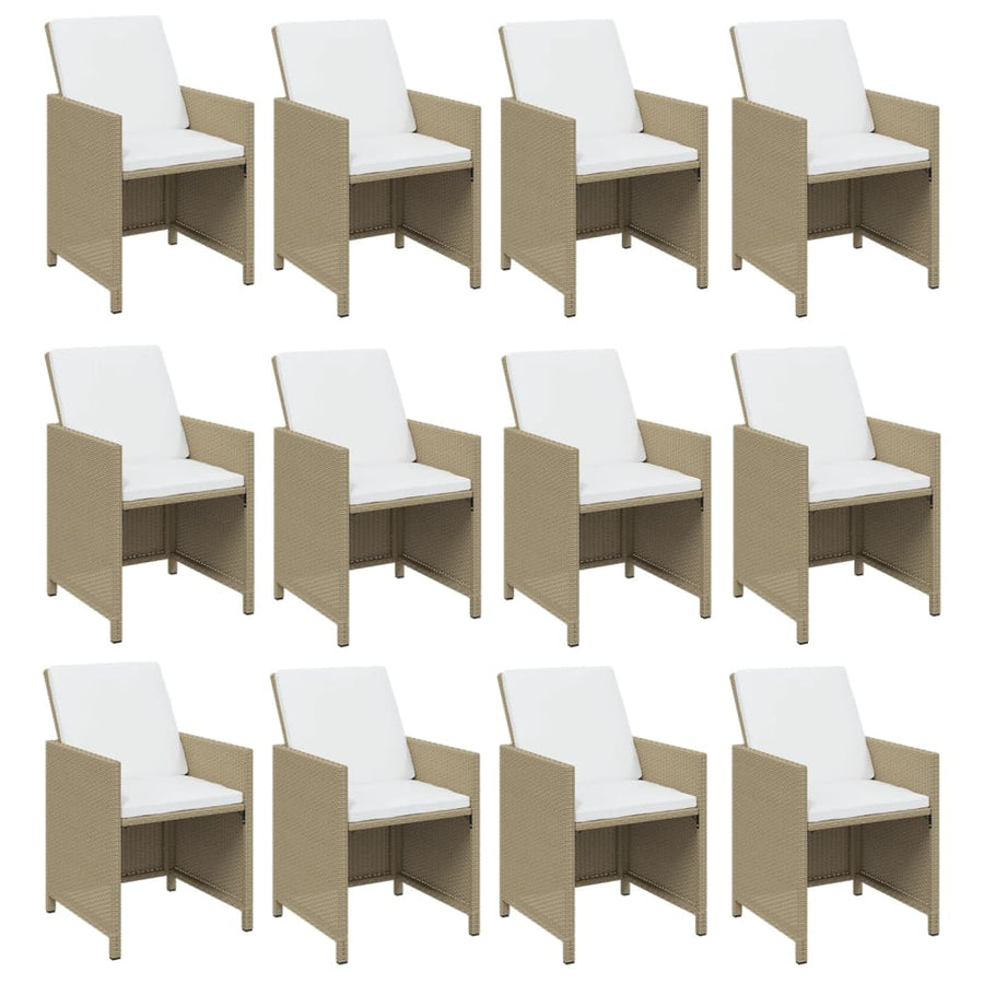13-Delige Tuinset Met Kussens Poly Rattan Beige Beige en bruin