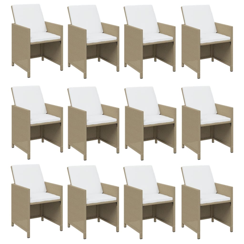 17-Delige Tuinset Met Kussens Poly Rattan Beige Beige en bruin