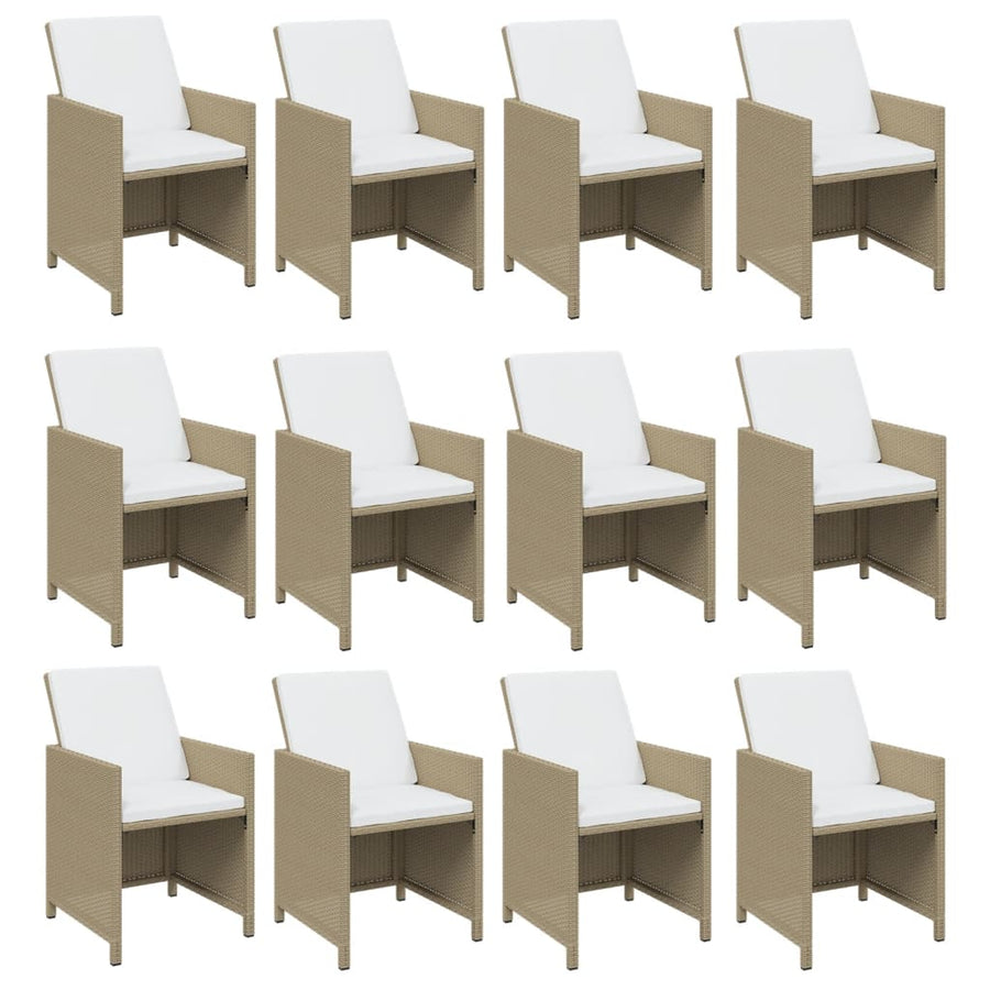 17-Delige Tuinset Met Kussens Poly Rattan Beige Beige en bruin