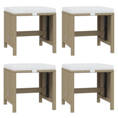 17-Delige Tuinset Met Kussens Poly Rattan Beige Beige en bruin