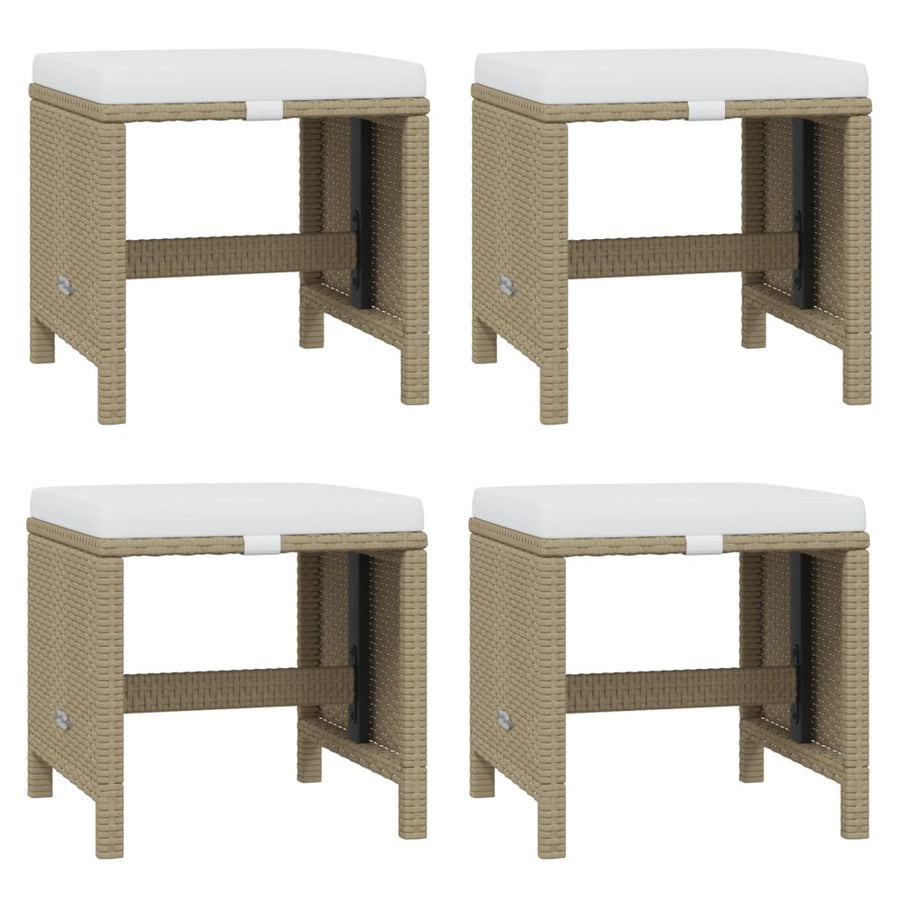 17-Delige Tuinset Met Kussens Poly Rattan Beige Beige en bruin