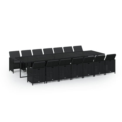 15-Delige Tuinset Met Kussens Poly Rattan Zwart 1