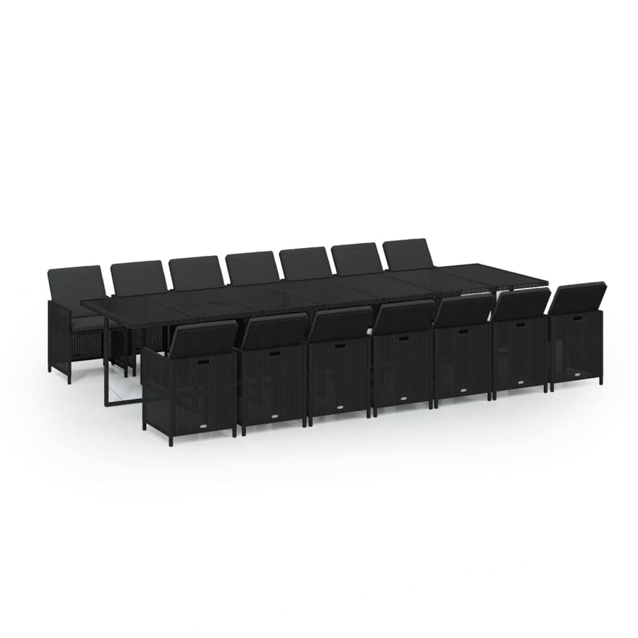 15-Delige Tuinset Met Kussens Poly Rattan Zwart 1