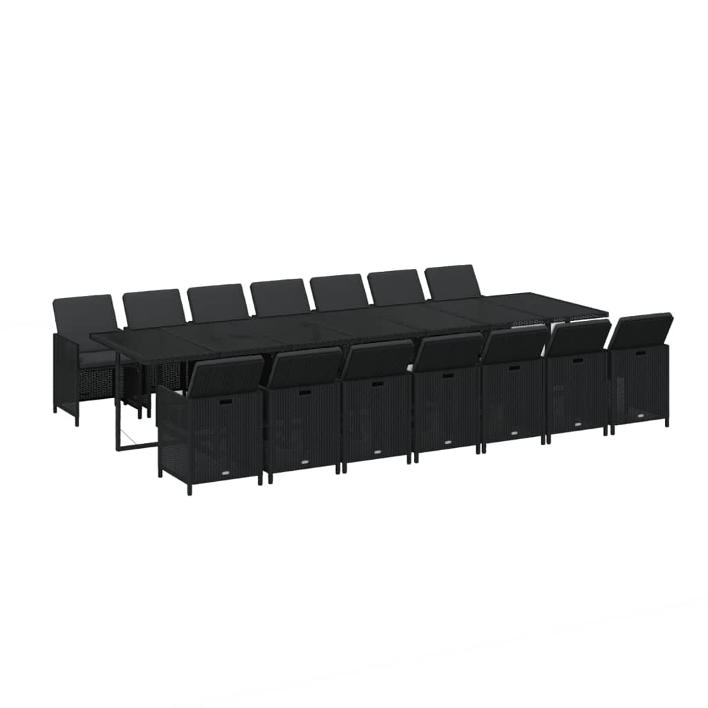 15-Delige Tuinset Met Kussens Poly Rattan Zwart 1
