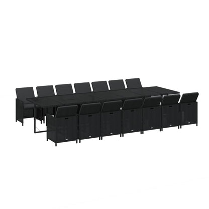 15-Delige Tuinset Met Kussens Poly Rattan Zwart 1