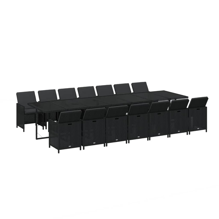 15-Delige Tuinset Met Kussens Poly Rattan Zwart 1