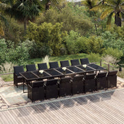 Tuinset 15-delig poly rattan zwart met kussens