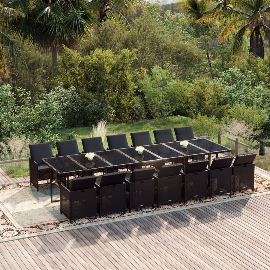 15-Delige Tuinset Met Kussens Poly Rattan Zwart 1