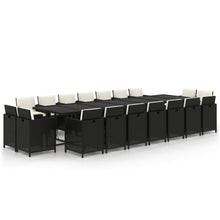 19-delige Tuinset met kussens poly rattan zwart