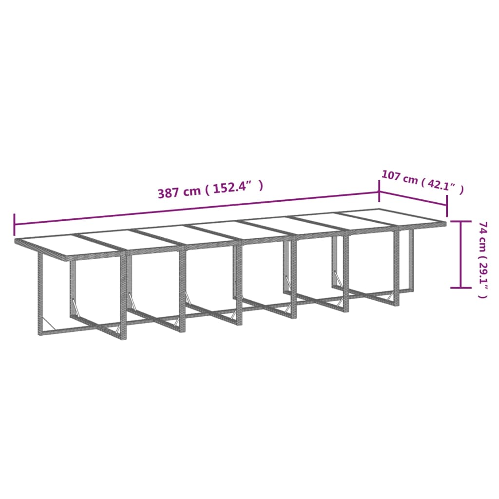 19-delige Tuinset met kussens poly rattan zwart